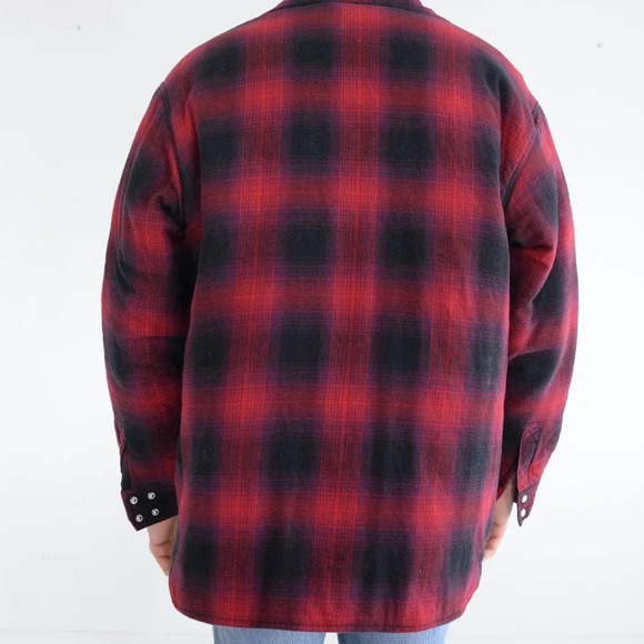 Tough Duck Red Black Checker Pattern Shacket Work Jacket Size 2XL - Picture 5 of 15